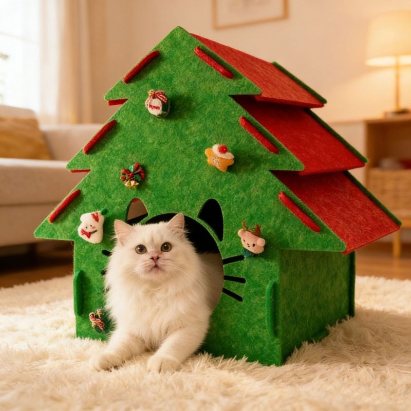 Christmas Tree Cat House
